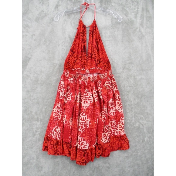 Free People Dress Medium Beach Day Bohemian Beach Resort Keyhole Backless Tassel - Picture 2 of 14